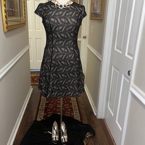 Preloved Black Lace over Nude Lining Cocktail Dress